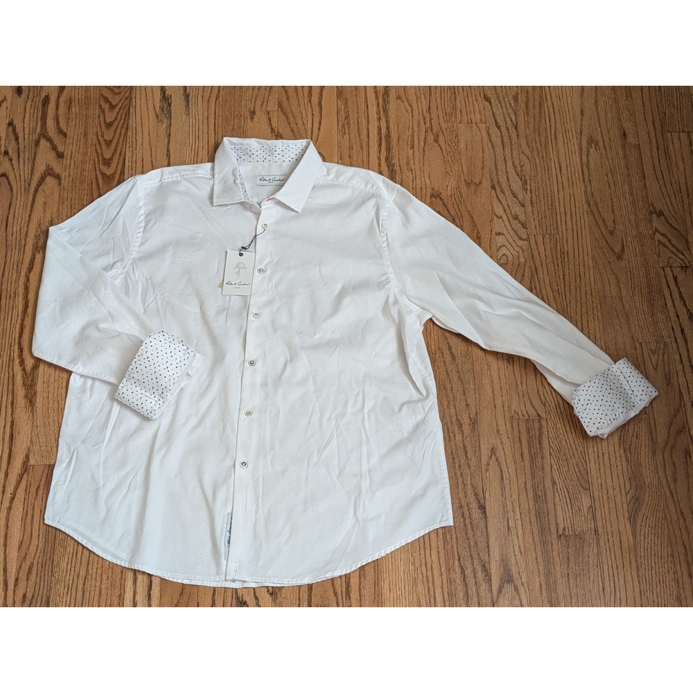 Robert Graham White Casual Button Down Shirt, Steven,  Men's 2XL Classic Fit NWT